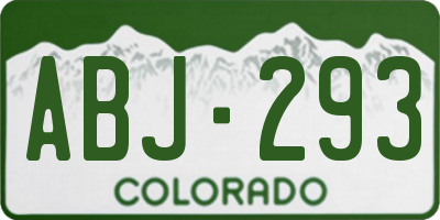 CO license plate ABJ293