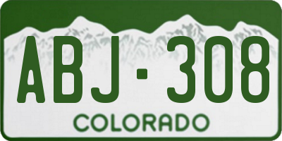 CO license plate ABJ308
