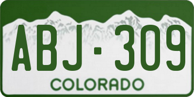 CO license plate ABJ309