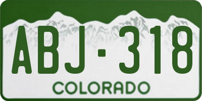 CO license plate ABJ318