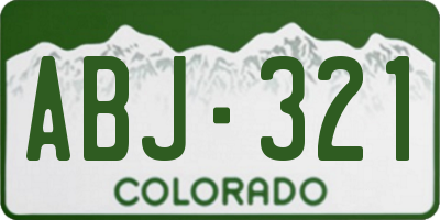 CO license plate ABJ321