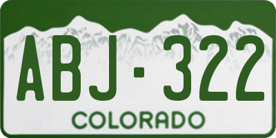 CO license plate ABJ322