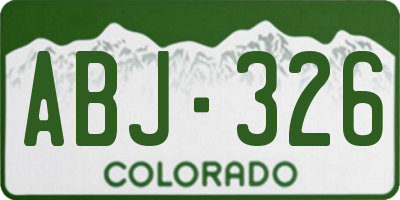 CO license plate ABJ326