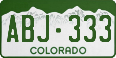 CO license plate ABJ333