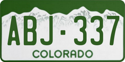 CO license plate ABJ337