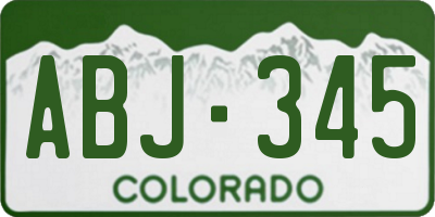 CO license plate ABJ345