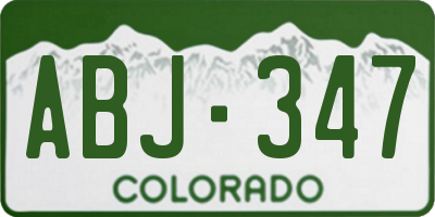 CO license plate ABJ347