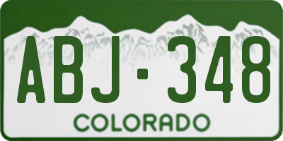 CO license plate ABJ348