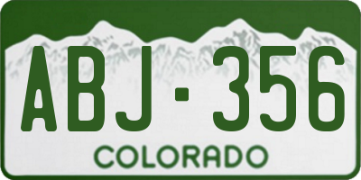 CO license plate ABJ356