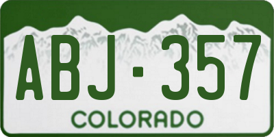 CO license plate ABJ357