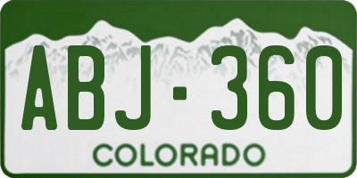 CO license plate ABJ360