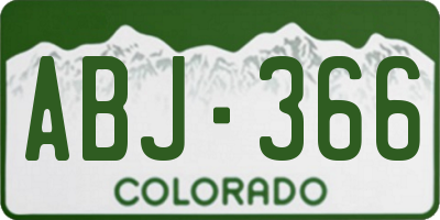 CO license plate ABJ366