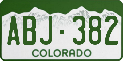 CO license plate ABJ382