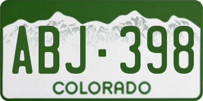 CO license plate ABJ398