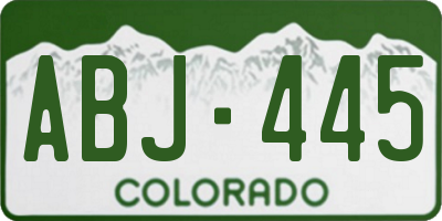CO license plate ABJ445