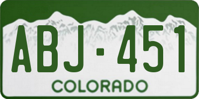 CO license plate ABJ451