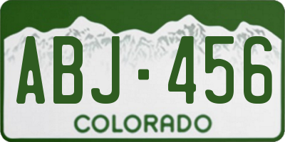 CO license plate ABJ456