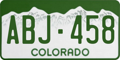 CO license plate ABJ458