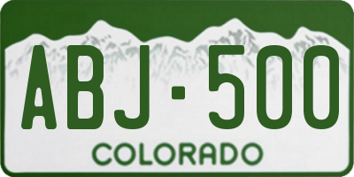 CO license plate ABJ500