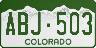 CO license plate ABJ503