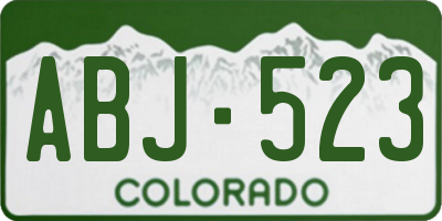 CO license plate ABJ523