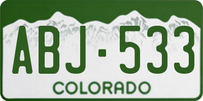 CO license plate ABJ533