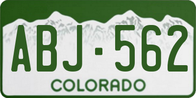 CO license plate ABJ562
