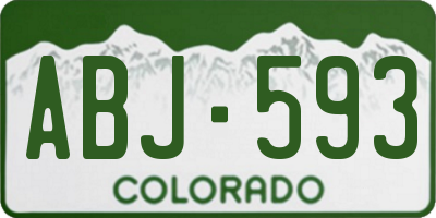 CO license plate ABJ593