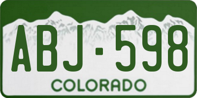 CO license plate ABJ598