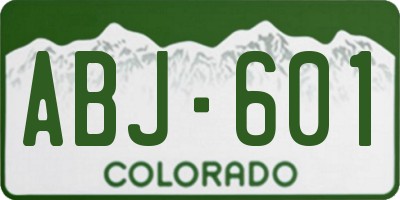 CO license plate ABJ601