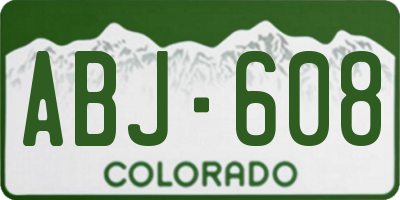 CO license plate ABJ608