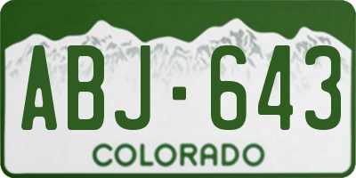 CO license plate ABJ643