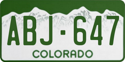 CO license plate ABJ647