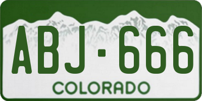 CO license plate ABJ666