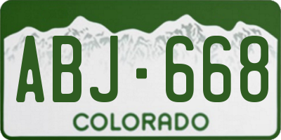 CO license plate ABJ668
