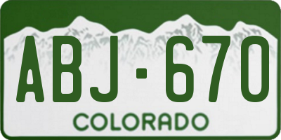 CO license plate ABJ670