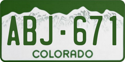 CO license plate ABJ671