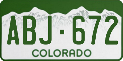 CO license plate ABJ672
