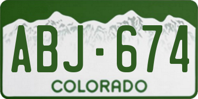 CO license plate ABJ674