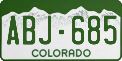 CO license plate ABJ685