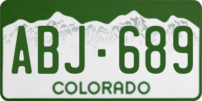CO license plate ABJ689