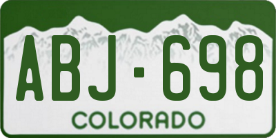 CO license plate ABJ698