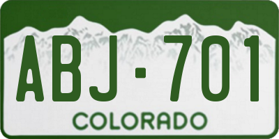 CO license plate ABJ701