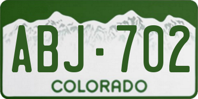 CO license plate ABJ702