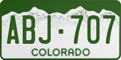 CO license plate ABJ707
