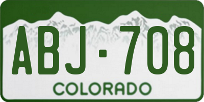 CO license plate ABJ708