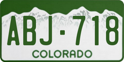 CO license plate ABJ718