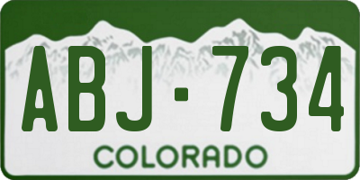 CO license plate ABJ734