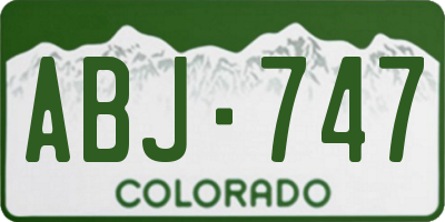 CO license plate ABJ747