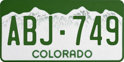 CO license plate ABJ749
